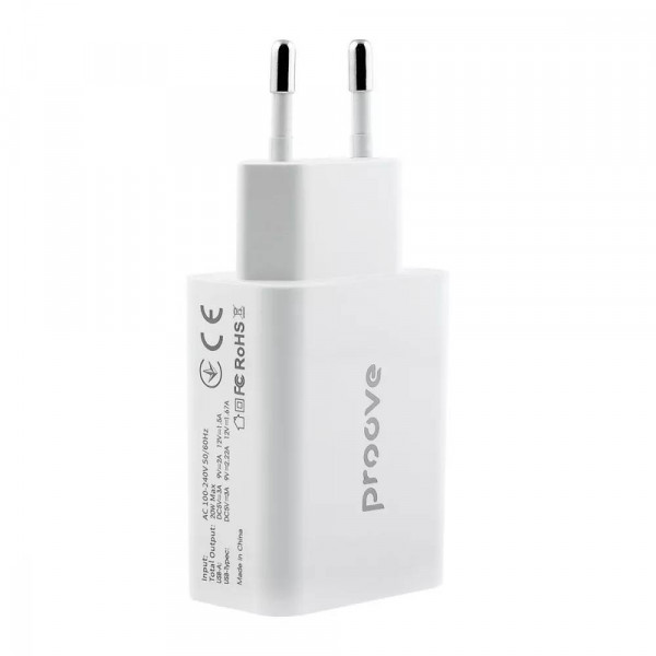 Фото - Сетевое зарядное устройство Proove Rapid 20W Type-C + USB White (349150003)