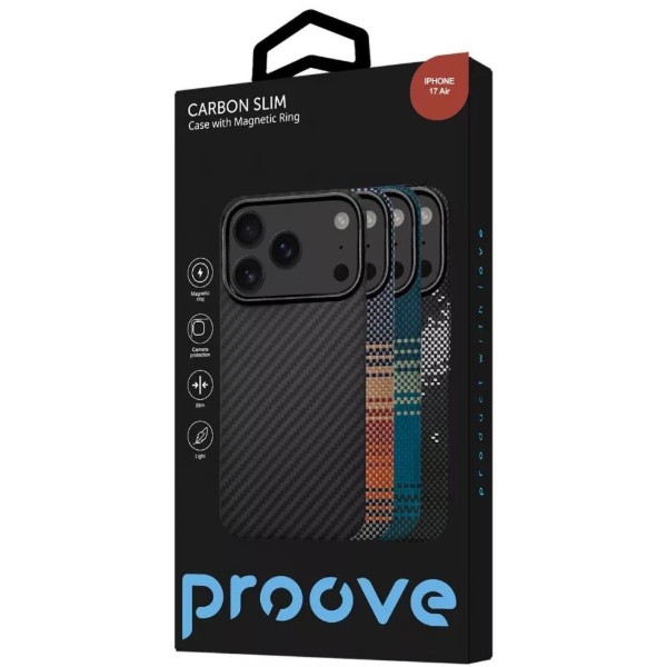 Фото - Чохол для смартфону Proove Carbon Slim with Magnetic Ring iPhone 17 Air Black (PCCSIP17AR02)