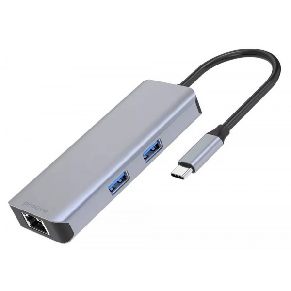 Фото - Хаб USB Proove Iron Link 6 in 1 (2*USB3.0 + SD/TF + RJ45 + HDMI) Silver