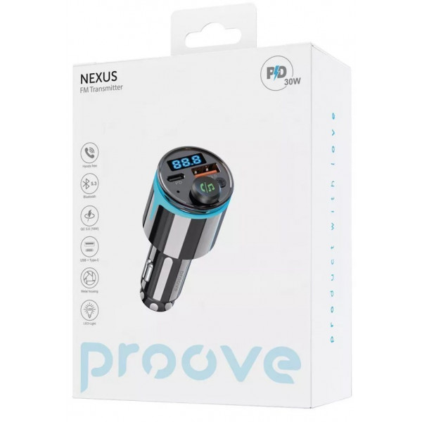 Фото - FM модулятор Proove FM Launcher Nexus 30W (PD+QC3.0) Type-C+USB