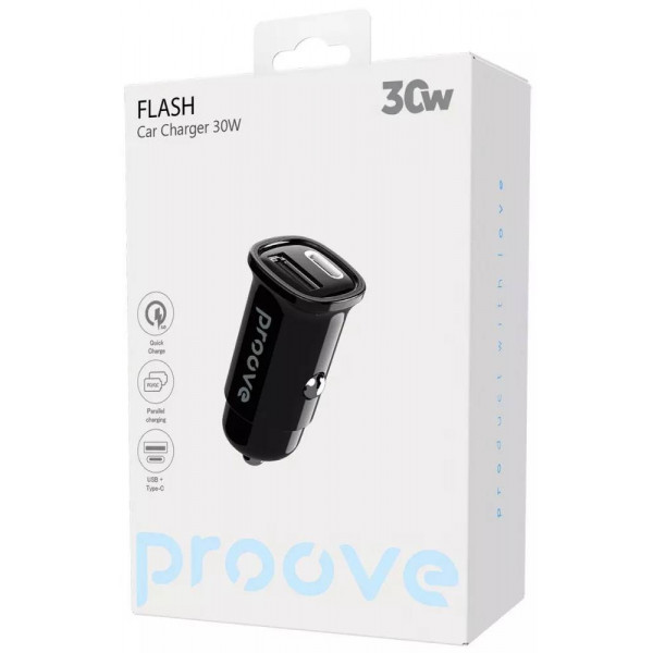 Фото - Автомобільний зарядний пристрій Proove Flash 30W Type-C + USB black (CCFL30111201)