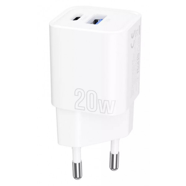 Фото - Мережевий зарядний пристрій Proove Silicone Power Plus 20W (Type-C + USB) White