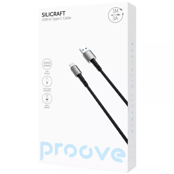 Фото - Кабель синхронізації даних Proove Silicraft USB to Type-C 3A 1m Black (CCSC15001201)