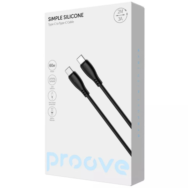 Фото - Кабель синхронізації даних Proove Simple Silicone Type-C to Type-C 60W 2m Black (CCSI60002221)