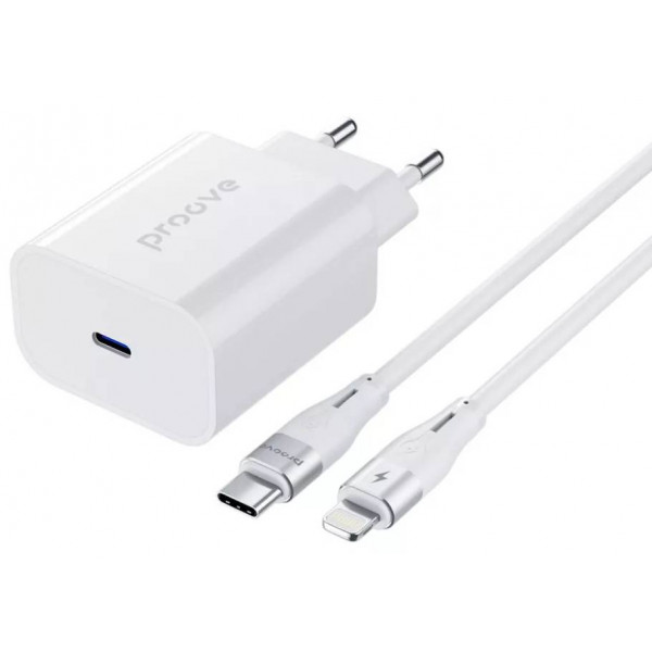 Фото - Мережевий зарядний пристрій Proove Rapid 20W Type-C + Кабель Type-C to Lightning White (WCRP20012102)