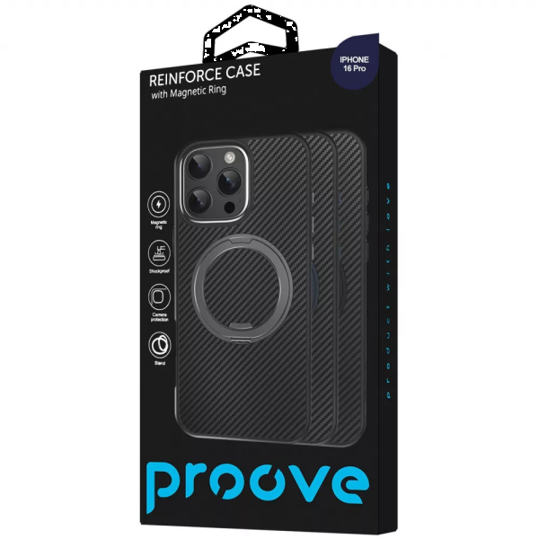Фото - Чохол для смартфону Proove Reinforce Case with Magnetic Ring iPhone 16 Pro black (PCREIP16P002)