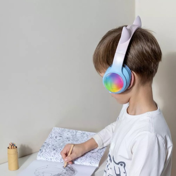 Фото - Навушники накладні бездротові Proove Kids LumiCat (APP) blue/pink (HPLC0001AP26)