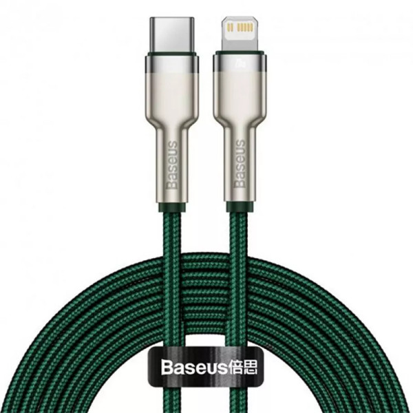 Фото - Кабель Baseus Cafule Metal Type-C to Lightning PD 20W (2m) green (CATLJK-B06) Фото - Кабель Baseus Cafule Metal Type-C to Lightning PD 20W (2m) green (CATLJK-B06)