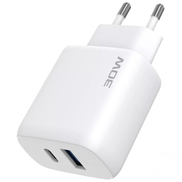 Фото - Мережевий зарядний пристрій Proove Silicone Power 2 30W (Type-C + USB) + Cable Type-C to Type-C (1m) white (WCSP23011002)