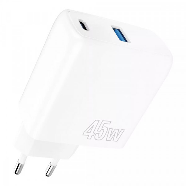 Фото - Мережевий зарядний пристрій Proove Silicone Power 45W (Type-C + USB) White