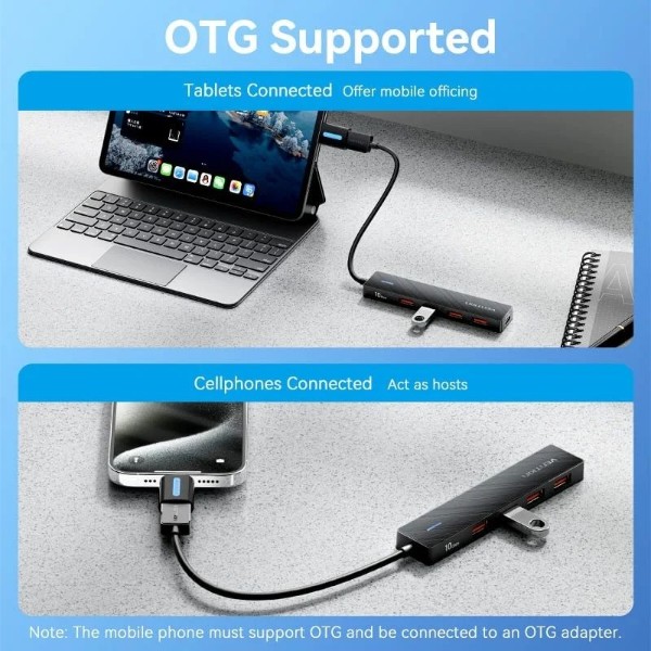 Фото - Хаб USB Vention USB 3.0 - 4xUSB 3.2 Gen2, 0.15м (CHOBB)