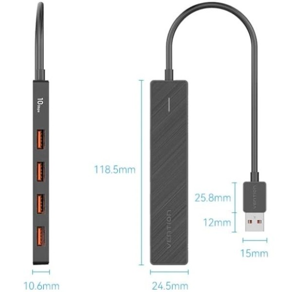 Фото - Хаб USB Vention USB 3.0 - 4xUSB 3.2 Gen2, 0.15м (CHOBB)