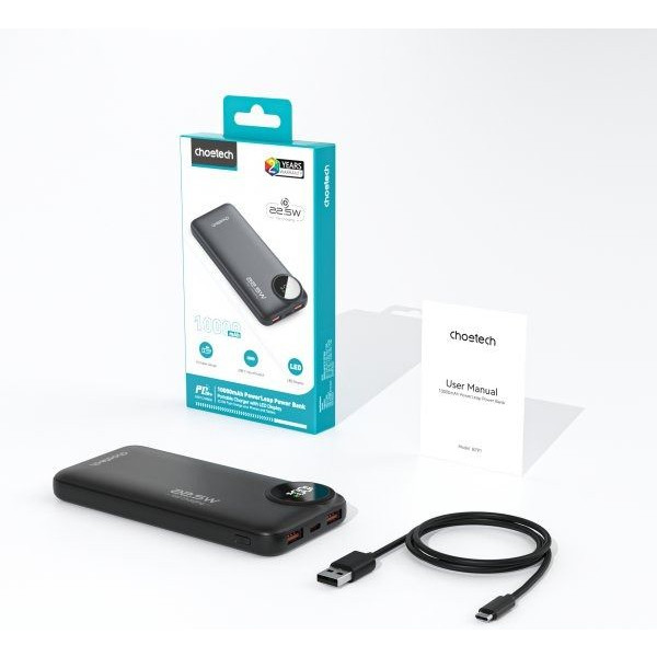 Фото - Батарея мобільна Choetech 10000 mA QC/PD 22.5 Вт Black (B791)