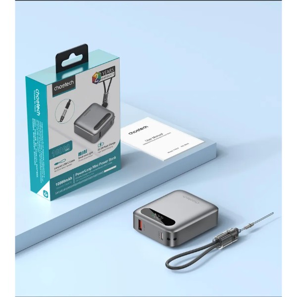 Фото - Батарея мобільна Choetech 10000 mAh QC/PD 22,5 Вт Silver (B860-CCGY)