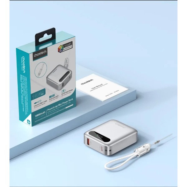 Фото - Батарея мобільна Choetech 10000 mAh QC/PD 22,5 Вт Silver (B860-CCSL)