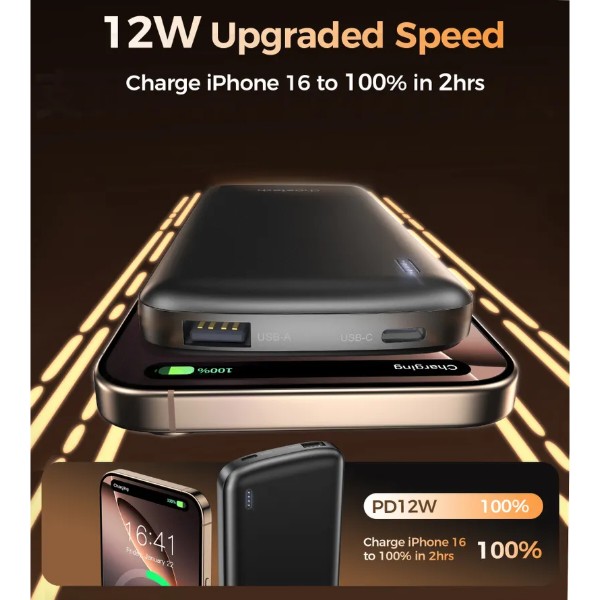 Фото - Батарея мобільна Choetech 10000mAh 12W USB-A,USB-C (B850-ACBK)