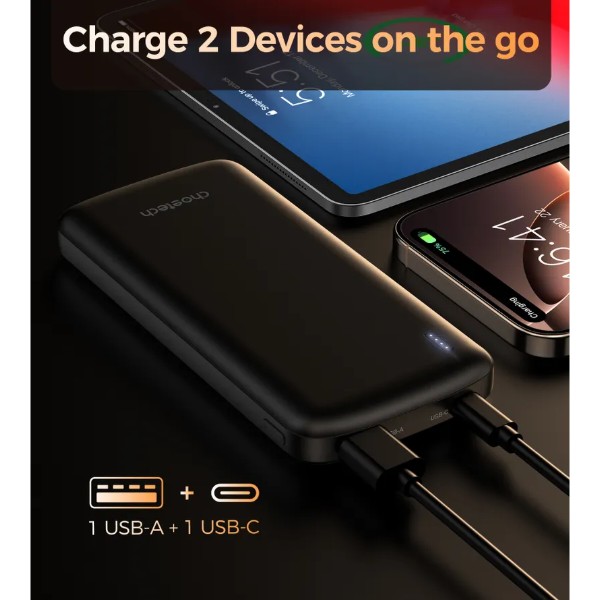 Фото - Батарея мобільна Choetech 10000mAh 12W USB-A,USB-C (B850-ACBK)
