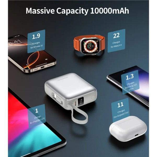 Фото - Батарея мобильная Choetech 10000mAh 35W PD3.0 USB-C Silver (B832-SL)
