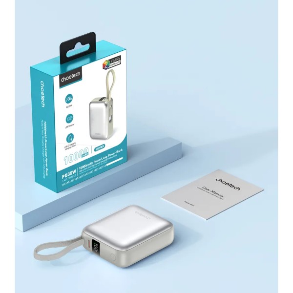 Фото - Батарея мобильная Choetech 10000mAh 35W PD3.0 USB-C Silver (B832-SL)