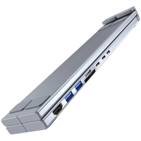 Фото - Підставка під ноутбук Choetech 8-in-1 USB-C to HDMI + USB-C + SD/TF + 2xUSB-A + USB-C PD 100W Silver (HUB-M57-GY)