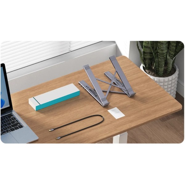 Фото - Підставка під ноутбук Choetech 8-in-1 USB-C to HDMI + USB-C + SD/TF + 2xUSB-A + USB-C PD 100W Silver (HUB-M57-GY)