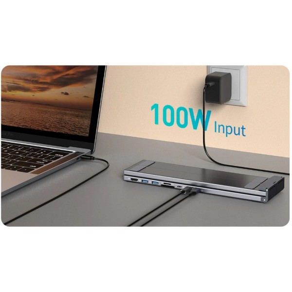 Фото - Підставка під ноутбук Choetech 8-in-1 USB-C to HDMI + USB-C + SD/TF + 2xUSB-A + USB-C PD 100W Silver (HUB-M57-GY)