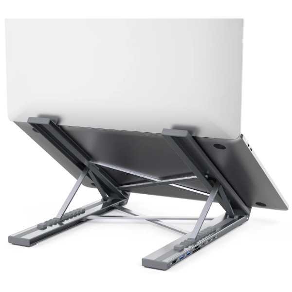 Фото - Підставка під ноутбук Choetech 8-in-1 USB-C to HDMI + USB-C + SD/TF + 2xUSB-A + USB-C PD 100W Silver (HUB-M57-GY)