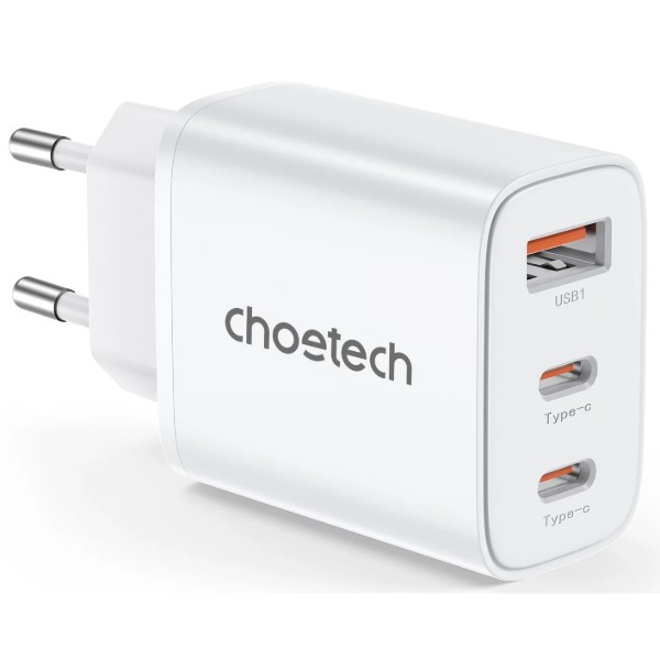 Фото - Мережевий зарядний пристрій Choetech PowiX USB-A/2xUSB-C PD 30W White (PD3046-EU-WH)