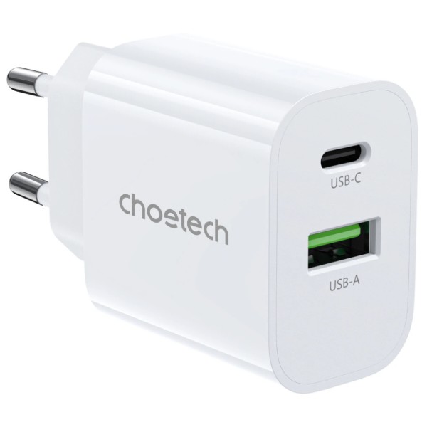 Фото - Мережевий зарядний пристрій Choetech PowiX USB-A/USB-C PD 30W White (PD9009-EU-WH)