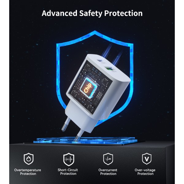 Фото - Мережевий зарядний пристрій Choetech PowiX USB-A/USB-C PD 30W White (PD9009-EU-WH)