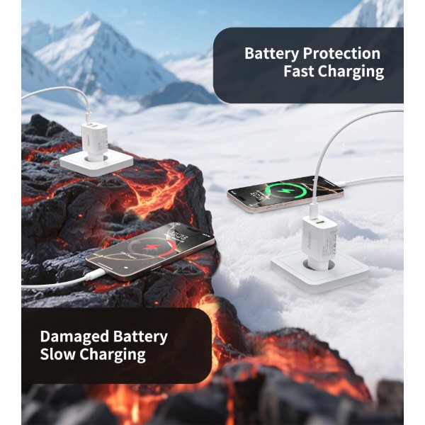 Фото - Мережевий зарядний пристрій Choetech PowiX USB-A/USB-C PD 30W White (PD9009-EU-WH)