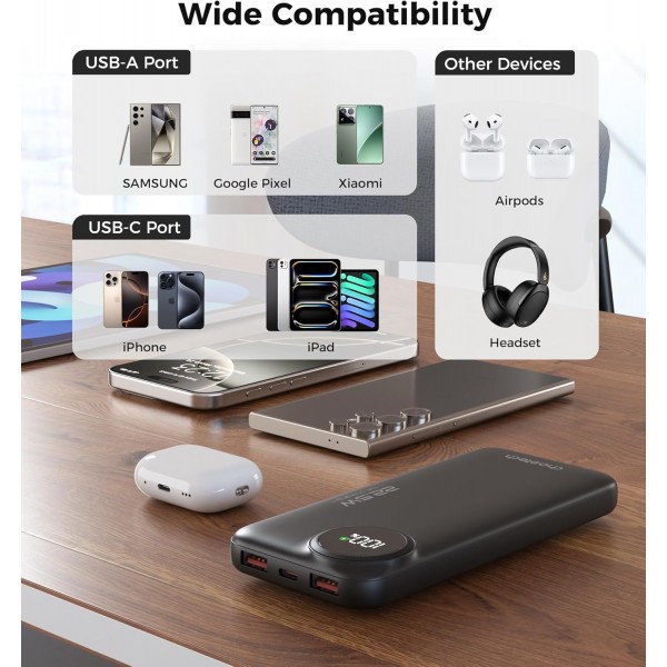 Фото - Батарея мобильная Choetech 10000mAh 22,5W PD  2xUSB-A (M15-B791-ACBK-NG)