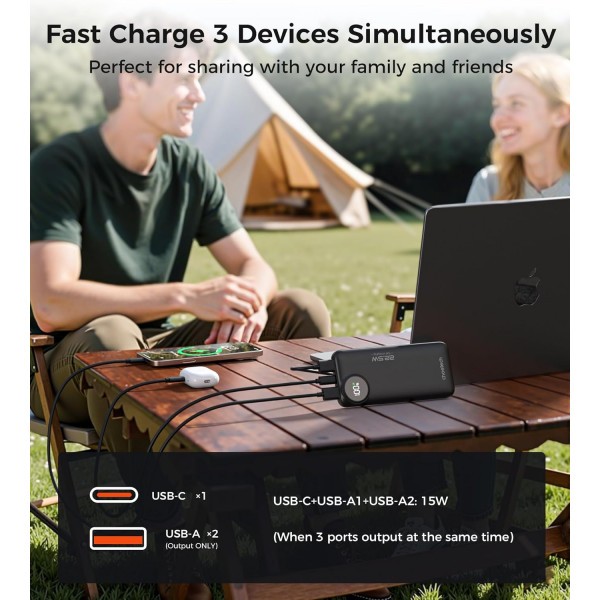 Фото - Батарея мобильная Choetech 10000mAh 22,5W PD  2xUSB-A (M15-B791-ACBK-NG)
