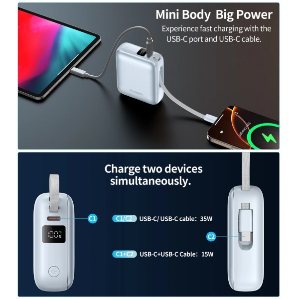 Фото - Батарея мобільна Choetech 10000mAh 35W PD3.0 USB-C (B832-LBE)