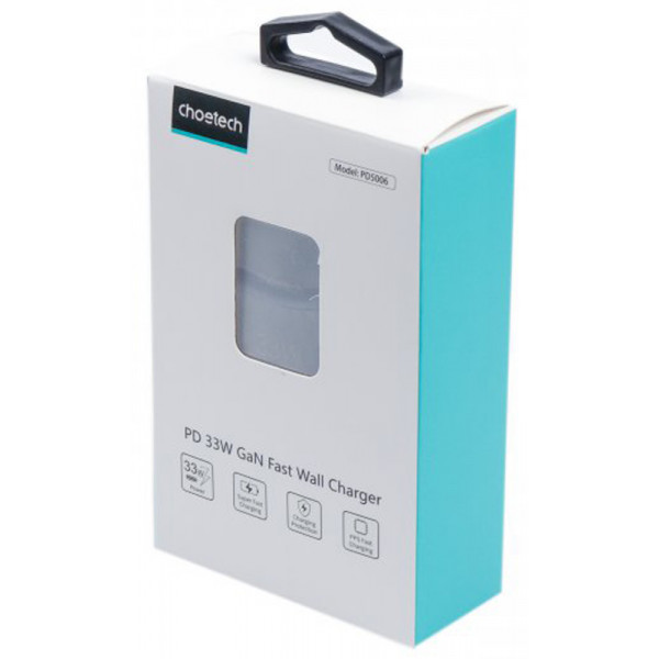Фото - Мережевий зарядний пристрій Choetech GaN USB-A/USB-C 33W QC3.0/PD/PPS (PD5006-EU-BK)
