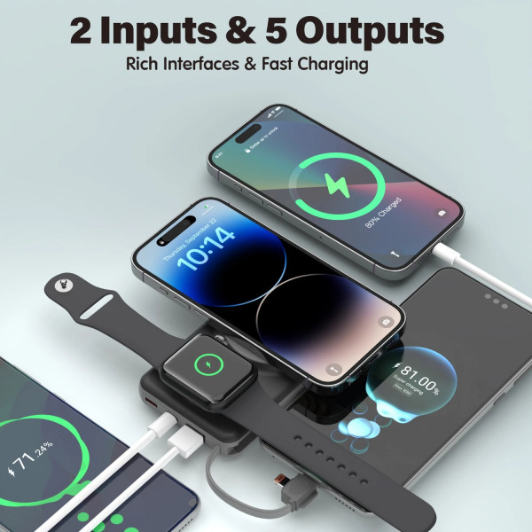 Фото - Батарея мобільна Choetech Magnetic Wireless 10000mAh 22.5W (B695-BK)