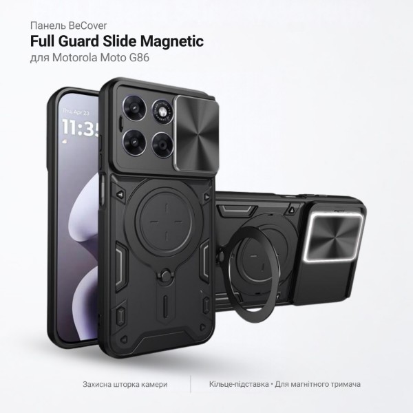 Фото - Чехол для смартфона BeCover Full Guard Slide Magnetic for Motorola Moto G86 Black (716399)