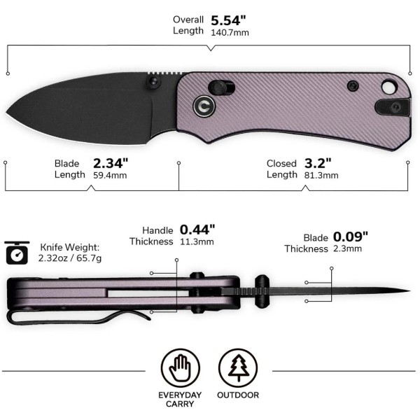 Фото - Нож туристический Civivi Baby Banter 2 59 см Nitro-V / Aluminum (C23074-2)