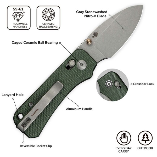 Фото - Нож туристический Civivi Baby Banter 2 59 см Nitro-V / Micarta (C23074-3)