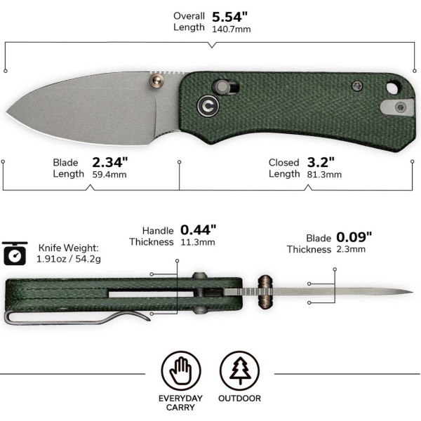 Фото - Нож туристический Civivi Baby Banter 2 59 см Nitro-V / Micarta (C23074-3)