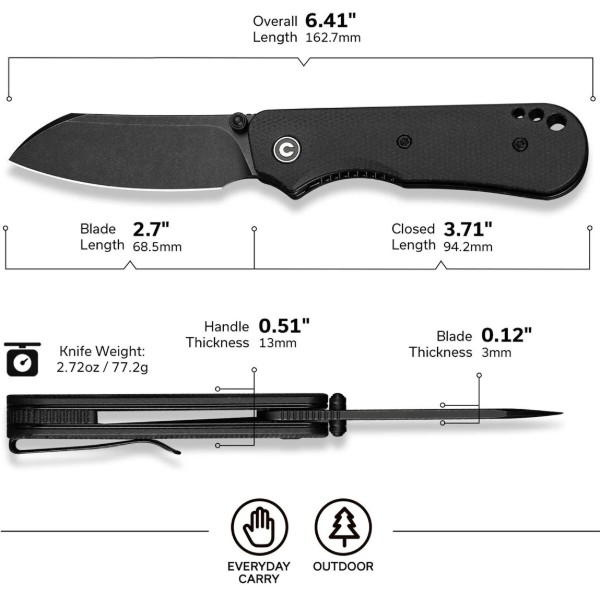 Фото - Нож туристический Civivi Crabby 69 см 14C28N / Micarta (C24055-3)