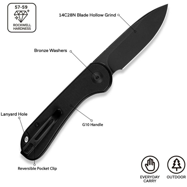 Фото - Ніж туристичний Civivi Elementum Slip Joint 75 см 14C28N / G10 (C18062AJ-1)