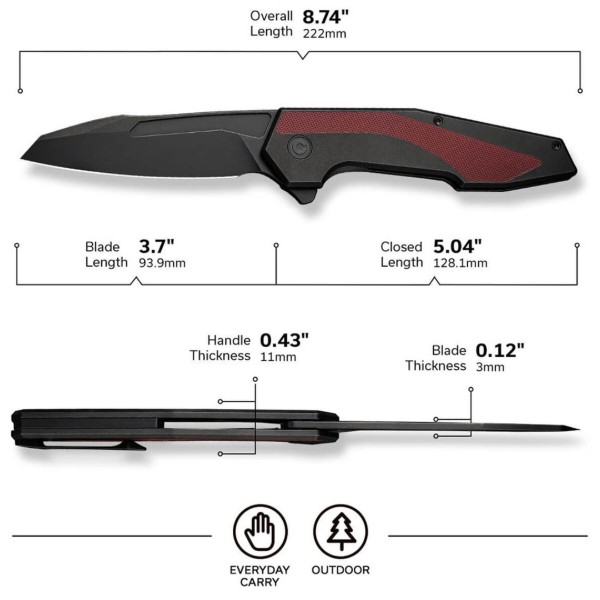 Фото - Нож туристический Civivi Hypersonic 94 см 14C28N / Steel & G10 (C22011-3)