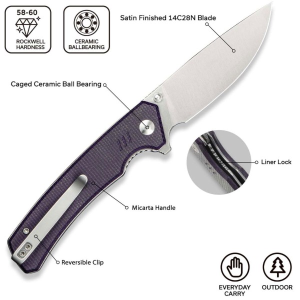 Фото - Нож туристический Civivi Merit 83 см 14C28N / Micarta (C24012-3)