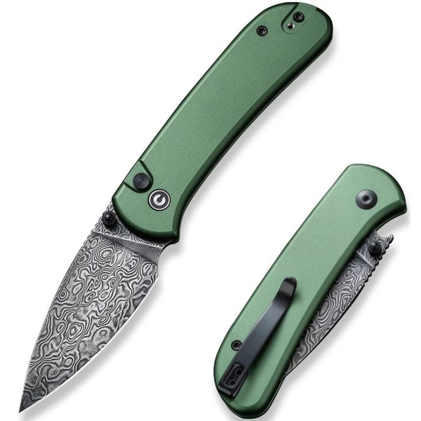 Фото - Ніж туристичний Civivi Qubit 76 см Damascus / Aluminum (C22030E-DS1)