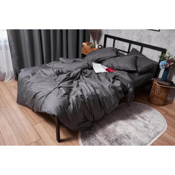 Фото - Комплект постільної білизни Moon&Star Satin Stripe Stripe Black 200х220 (MS-820003687)