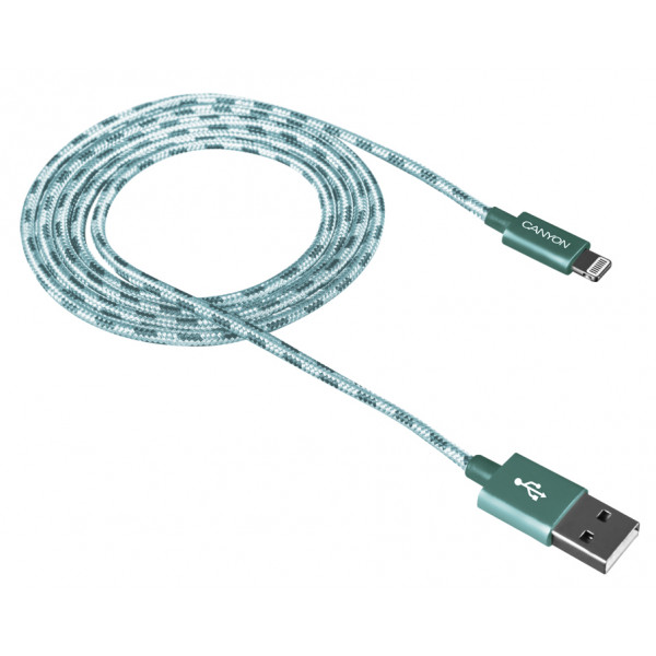 Фото - Кабель синхронизации данных Canyon Lightning USB for Apple 1m Green (CNE-CFI3G)