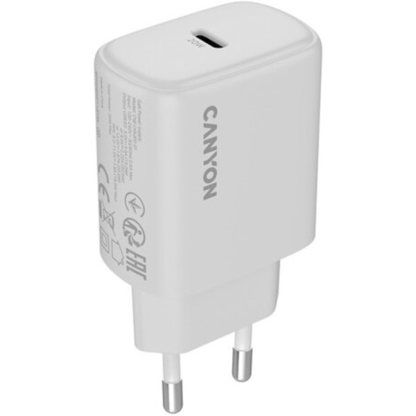 Фото - Мережевий зарядний пристрій Canyon OnCharge 200 20W 1xPD EU White (CNE-CHA200-01)
