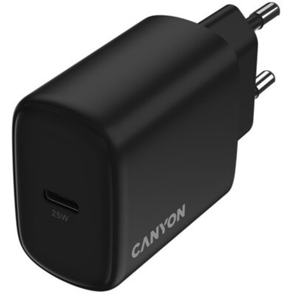Фото - Сетевое зарядное устройство Canyon OnCharge 250 25W 1xPD EU Black (CNE-CHA250-11)