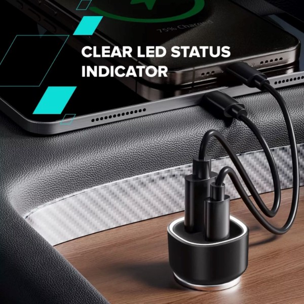 Фото - Автомобільний зарядний пристрій Canyon OnDrive 48 PD 48W USB-A+USB-C Black (CNE-CCABR3AC)